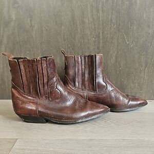 Vintage Ranchero Western Heritage Leather Ankle Cowboy Cowgirl Boots, Size 7